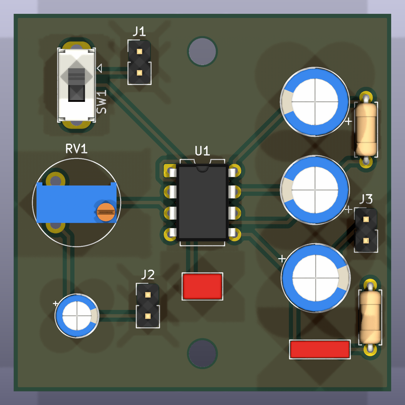 Rendu 3D vue de dessus de la carte son